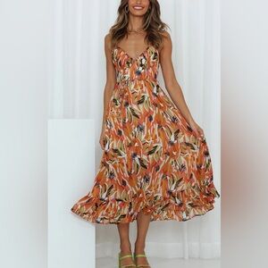 Hello Molly LAY IT OUT MIDI DRESS ORANGE